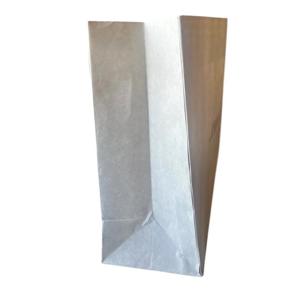 Jimmy Choo Shopping Bag Ribbon Handles Paper with Bottom Card 14x11x4.75  Gray - Picture 9 of 11